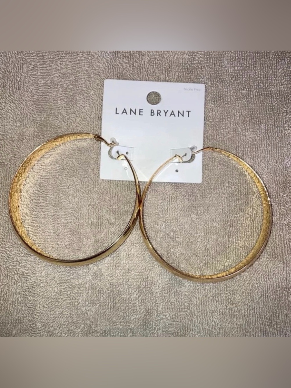 Lane Bryant Gold Tone Extra Large Hoop Earrings NEW